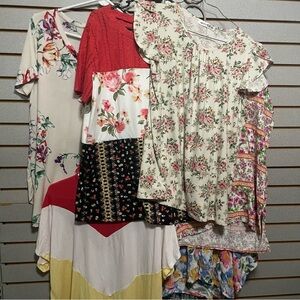 Lot Of 8 Busines Casual Nice Dressy Boutique Short Sleeve Shirts‎ Large Floral